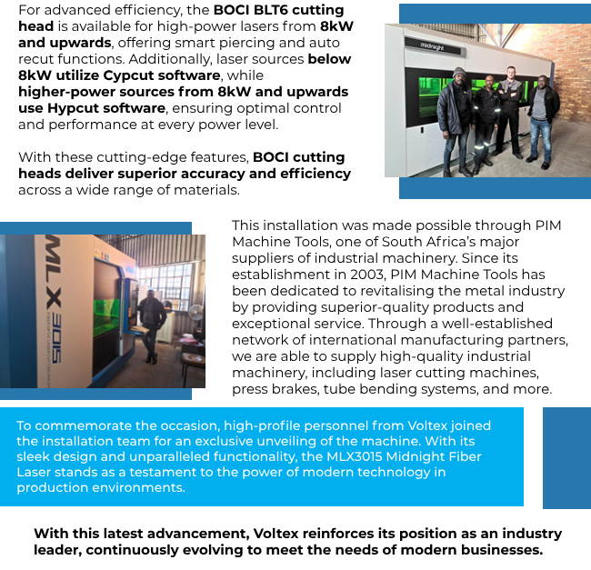The BOCI BLT6 cutting head is available for high-power lasers from 8kW and upwards, offering smart piercing and auto recut functions.